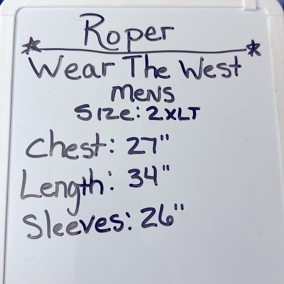 Roper Men’s Western Casual Shirt SZ 2XLT Wear The West Blue Plaid Long Sleeve - Picture 9 of 9